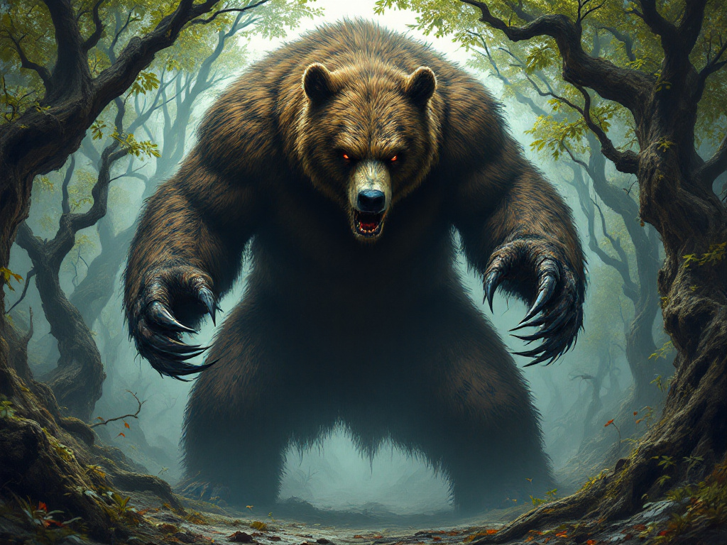 un ours qui montrent qu'il est méchant