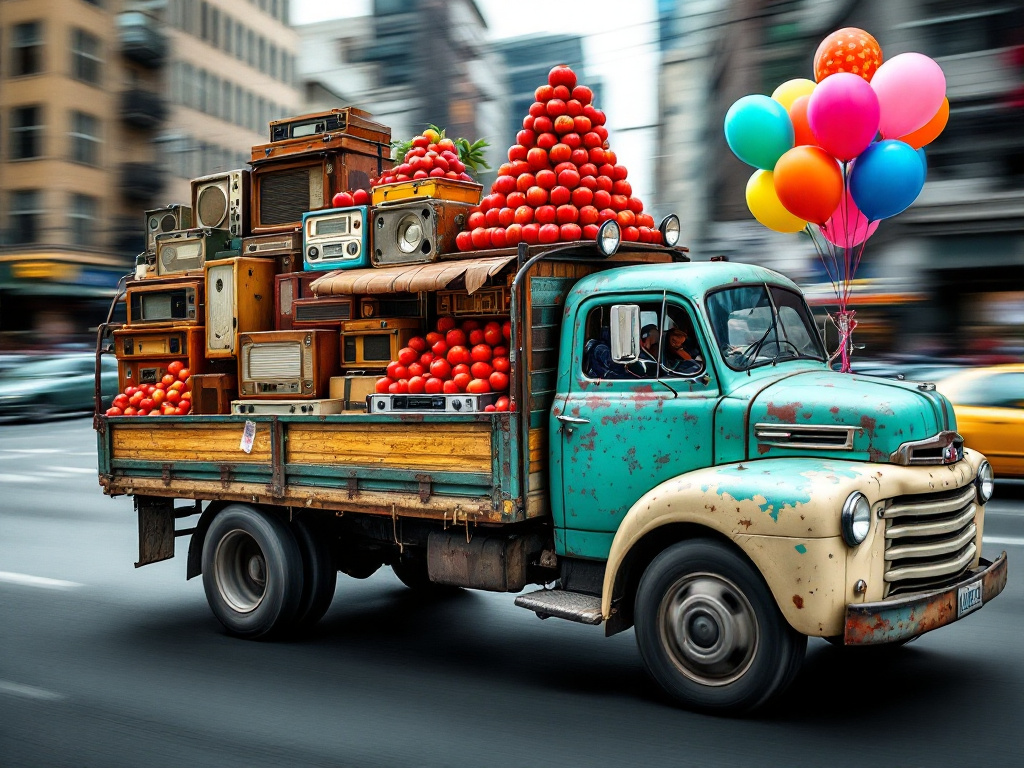 Sur cette image, on peut apercevoir un camion entrain de parcourir l'europe avec une remorque spécial