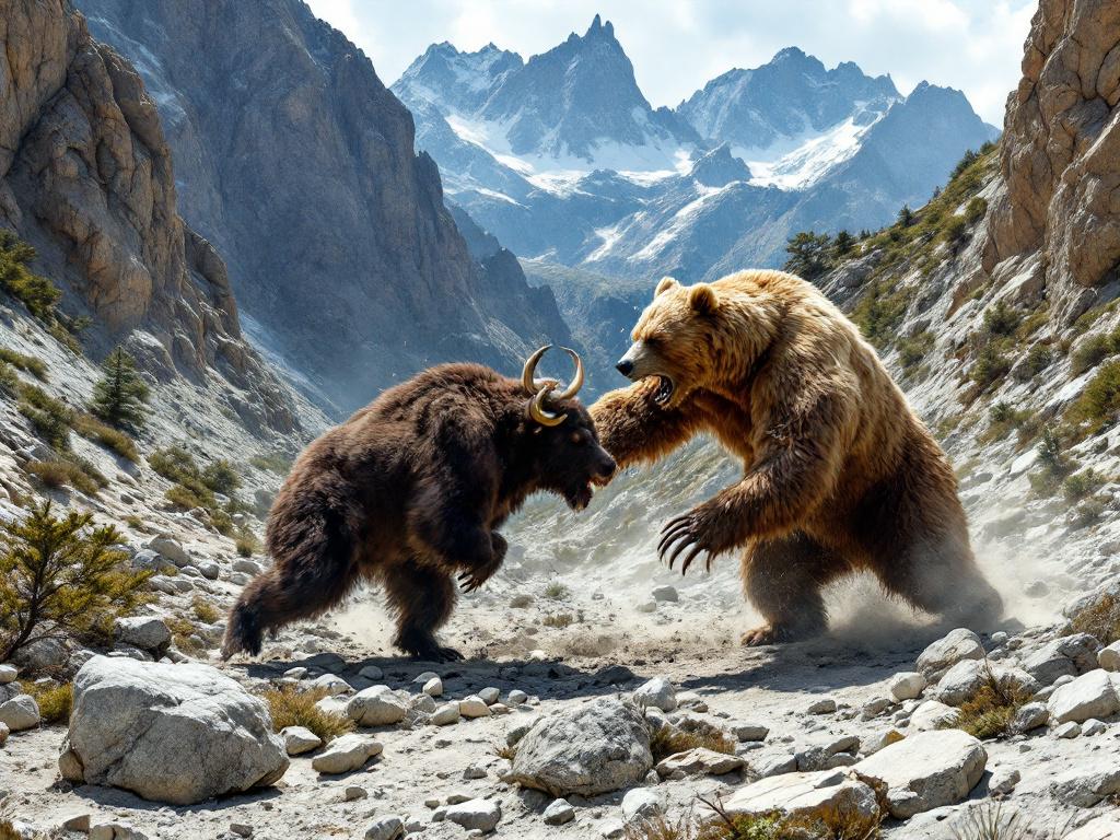 Un Ours est entrain de combattre un enemie puissant.